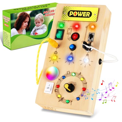 Montessori Busy Board ab 1 Jahr 2 Jahr, Activity Board Holz LED, Montessori Spielzeug mit 15 LED, Busy Board Schalter mit 4 Musik, Holzspielzeug Sensorik Spielzeug für Mädchen Junge ab 1 2 3 4 Jahr Montessori Busy Board ab 1 Jahr 2 Jahr, Activity Board Holz LED, Montessori Spielzeug mit 15 LED, Busy Board Schalter mit 4 Musik, Holzspielzeug Sensorik Spielzeug für Mädchen Junge ab 1 2 3 4 Jahr von AHJ