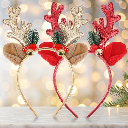 2 Stk Weihnachts-Stirnbänder, Glitzer Haarreif Mit Geweih, Weihnachtsbaum Und Rentier Kopfschmuck für Damen - Party Haarschmuck 2 Stk Weihnachts-Stirnbänder, Glitzer Haarreif Mit Geweih, Weihnachtsbaum Und Rentier Kopfschmuck für Damen - Party Haarschmuck von AHQiZFX