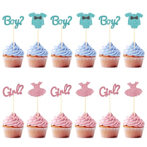 AHQiZFX 12 Stück Junge oder Mädchen Cupcake Toppers,Boy or Girl Tortendeko Babyparty,Baby Cupcake Toppers,Glitzer Gender Reveal Party Deko,für Baby Shower Kindergeburtstagtoppers Glitter Blau und Rosa AHQiZFX 12 Stück Junge oder Mädchen Cupcake Toppers,Boy or Girl Tortendeko Babyparty,Baby Cupcake Toppers,Glitzer Gender Reveal Party Deko,für Baby Shower Kindergeburtstagtoppers Glitter Blau und Rosa von AHQiZFX