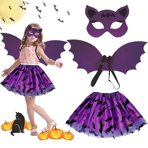 Halloween Fledermaus Kostüm Mädchen,Fledermausflügel-Kostüm für Kinder mit Halloween Maske,Kinderanzug Kleidung,Fledermaus Cosplay Kostüm,für Halloween Cosplay Party Karneval Fasching Maskerade, Lila Halloween Fledermaus Kostüm Mädchen,Fledermausflügel-Kostüm für Kinder mit Halloween Maske,Kinderanzug Kleidung,Fledermaus Cosplay Kostüm,für Halloween Cosplay Party Karneval Fasching Maskerade, Lila von AHYDFSR