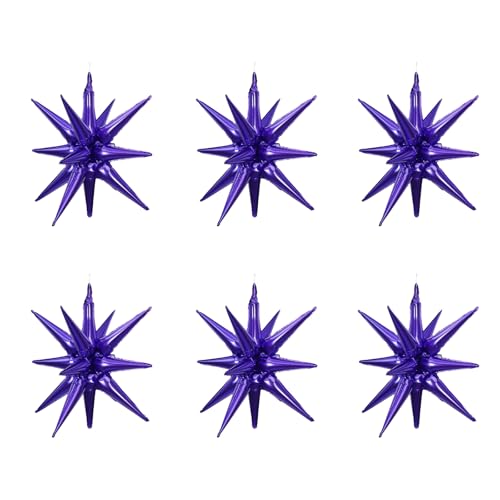 6 x violette Sternballons, 55,9 cm Explosion, Punktfolie, groß, Mylar, für Halloween, Neujahr, Geburtstagsparty-Dekorationen, Hochzeits-Fotokabinen-Ornament von AIAIDIDIY
