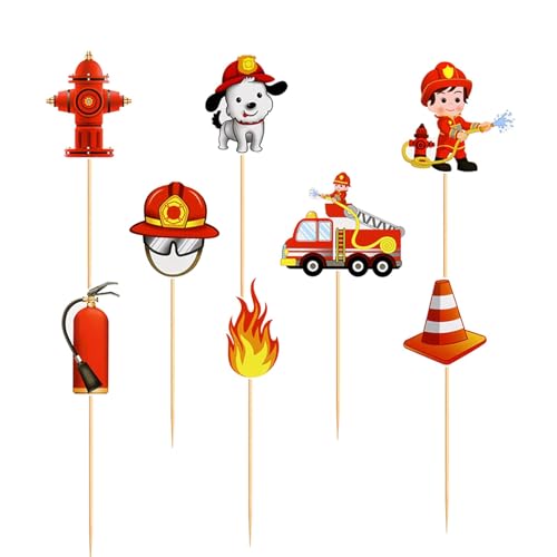 AIBAOBAO 24 Stück Feuerwehr Thema Geburtstag Tortendeko Set, Cupcake Topper, Feuerwehrmann, Feuerwehrauto Rettung Thema Kuchen Picks, Party Supplies für Jungen Kinder Geburtstagsfeier AIBAOBAO 24 Stück Feuerwehr Thema Geburtstag Tortendeko Set, Cupcake Topper, Feuerwehrmann, Feuerwehrauto Rettung Thema Kuchen Picks, Party Supplies für Jungen Kinder Geburtstagsfeier von AIBAOBAO