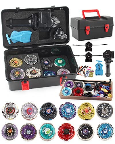 AIBREAY Battling Top Stadion Set, 6 Metal Fusion Kreisel 2 Launcher 1 Battle Arena mit DIY Aufkleber, Kampfspiel Spielzeug Geschenk für 6+ Jahre alte Kinder (TUOLUO12) von AIBREAY