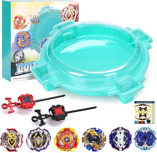 AIBREAY Burst Kreisel Arena Battle Set - 6 Kampfkreisel, 2 Launchers und Stadium, Battle Kampfarena für Kinder ab 6 Jahren, Kampfspielzeug für Jungen von AIBREAY