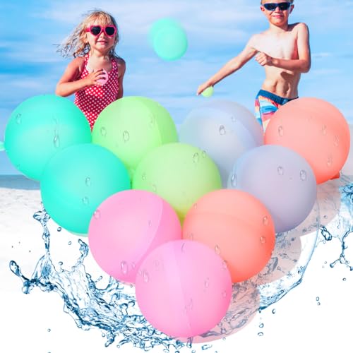 AICase BPA-und Latexfreie Wasserbomben Wiederverwendbare Wasserballons aus Silikon ohne Magnet, wiederbefüllbare Wasserbälle Ø 5,8 cm 10 Stück, Reusable Water Balloons, Refillable Water Splash Balls AICase BPA-und Latexfreie Wasserbomben Wiederverwendbare Wasserballons aus Silikon ohne Magnet, wiederbefüllbare Wasserbälle Ø 5,8 cm 10 Stück, Reusable Water Balloons, Refillable Water Splash Balls von AICase