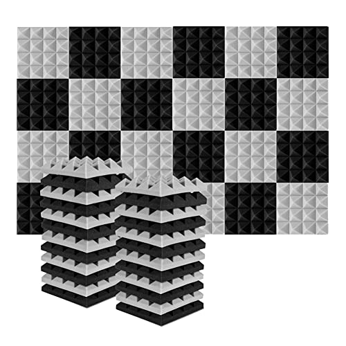 AIDIRui 24 Stück 25 x 25 x 5 cm Akustik-Studio- Pyramide Schalldämmung zur akustischen Behandlung Schwarz + AIDIRui 24 Stück 25 x 25 x 5 cm Akustik-Studio- Pyramide Schalldämmung zur akustischen Behandlung Schwarz + von AIDIRui