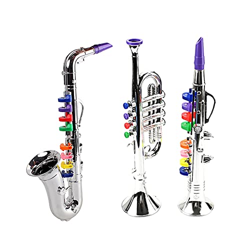 AIDIRui 3 StüCke Kinder Musikinstrumente Spielzeug Klarinette, Saxophon, Trompete, Blas- und Messing-Musikinstrumente Combo für Kleinkinder Spielen von AIDIRui
