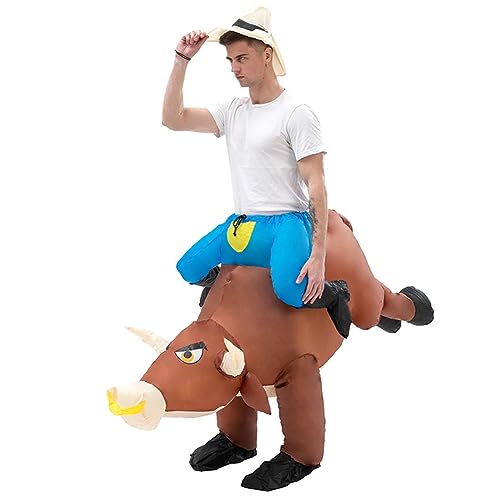 AIDIRui Aufblasbares Bullen-Kostüm für Erwachsene, Ritt auf Kuh, Ochsenanzug für Halloween, Cosplay, Partykleid, lustiges Maskottchen von AIDIRui