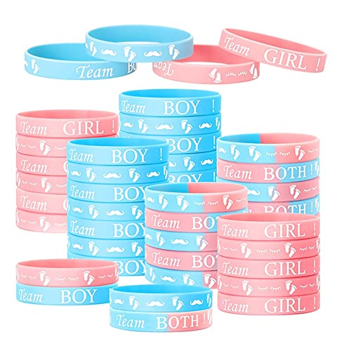 AIDIRui Gender Reveal Armbänder, Enthält Team Boy Armbänder und Team Girls Armbänder für Gender Reveal Party (40 Stück) B von AIDIRui