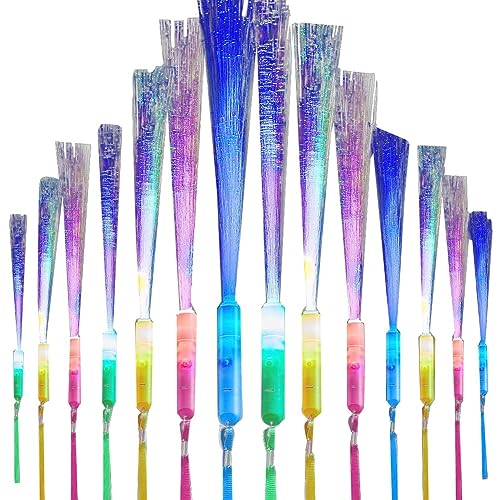 AIDIRui Leuchtstäbe aus Fasern, 24 Stück, LED-Lichtstab, Glasfaserstäbe, blinkende Stäbe für Party, Hochzeit, Halloween, Weihnachten von AIDIRui