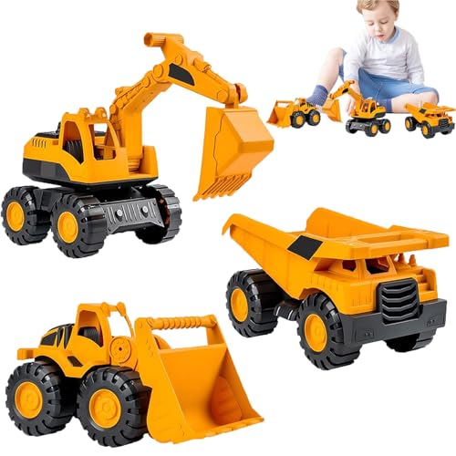 AIDODIA 3 Stück Sandspielzeug Bagger Sandkasten,Verwendung Kipplaster Bagger Strandspielzeug Auto,Reifen aus Softmaterial,Spielstabil Sandspielzeug ab 1-5 Jahr Mädchen Junge Sommerspielzeug (3 PCS) von AIDODIA