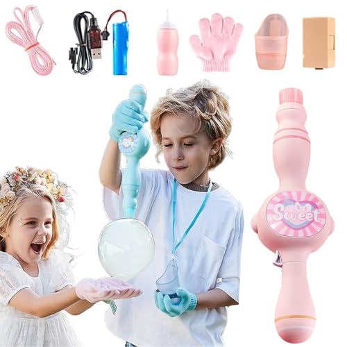Rauch Seifenblasenmaschine | Smoke Bubble Machine mit elastischem Raucheffekt, Seifenblasen Maschinenstab Mit Buntem Licht Für Kinder, Partys, Foto, Nebel Requisiten Leichtbauweise (Rosa) von AIDODIA
