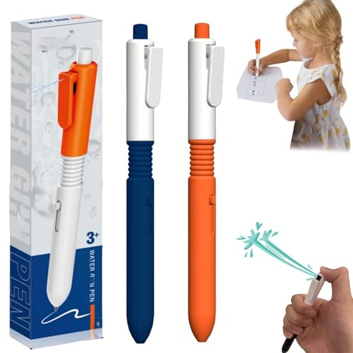 AIDODIA Spritzstifte- Wasserkampf Spiel, Prank Artikel -Witziger WassersprüHstift, 2-In-1 Wasserspeiender Beschreibbarer Stifte, Prank Spritzstift Schulbedarf, Wasser SprüHen FüR Pool Garten (2 PCS) von AIDODIA
