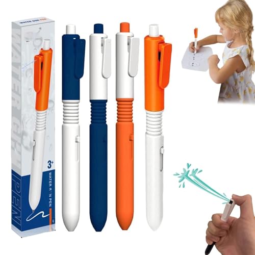 AIDODIA Spritzstifte- Wasserkampf Spiel, Prank Artikel -Witziger WassersprüHstift, 2-In-1 Wasserspeiender Beschreibbarer Stifte, Prank Spritzstift Schulbedarf, Wasser SprüHen FüR Pool Garten (4 PCS) von AIDODIA