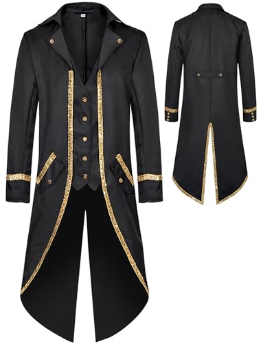 AIEOE Halloween Kostüm Steampunk Vintage Mantel Gothic Viktorianisch Tuxedo Fasching Karneval Bühne Schwarz Größe XXL AIEOE Halloween Kostüm Steampunk Vintage Mantel Gothic Viktorianisch Tuxedo Fasching Karneval Bühne Schwarz Größe XXL von AIEOE