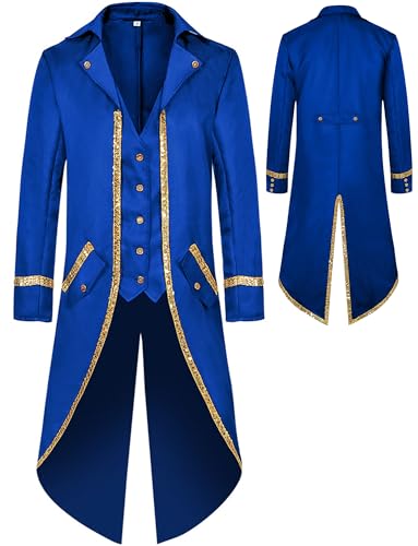 AIEOE Herren Frack Jacke Mittelalter Gothic Jacke V Ausschnitt Steampunk Mantel Retro Gothic Viktorianischer Gehrock M von AIEOE