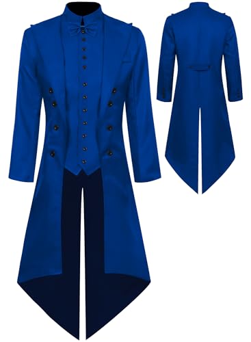 AIEOE Herren-Gehrock, Gothic, lang, Steampunk-Stil, viktorianischer Gehrock, Vintage-Stil, Frack, Trenchjacke, mittelalterlicher Smoking, Blau, Größe XL AIEOE Herren-Gehrock, Gothic, lang, Steampunk-Stil, viktorianischer Gehrock, Vintage-Stil, Frack, Trenchjacke, mittelalterlicher Smoking, Blau, Größe XL von AIEOE