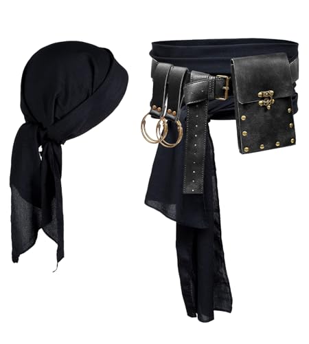 AIEOE Mittelalter Renaissance Piraten Kostüm Zubehör Set für Cosplay Fasching Halloween Cosplay Karneval Schwarz AIEOE Mittelalter Renaissance Piraten Kostüm Zubehör Set für Cosplay Fasching Halloween Cosplay Karneval Schwarz von AIEOE