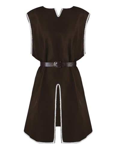 AIEOE Mittelalterliches Herrenkostüm, Renaissance, Wikinger, Ritter, Pirat, Vintage, Cosplay, Krieger, viktorianisch, mit Gürtel, Braun, Größe XXL AIEOE Mittelalterliches Herrenkostüm, Renaissance, Wikinger, Ritter, Pirat, Vintage, Cosplay, Krieger, viktorianisch, mit Gürtel, Braun, Größe XXL von AIEOE