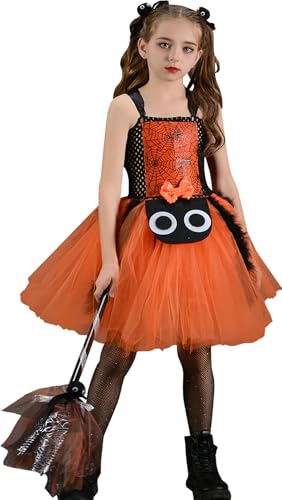 AIEOE Spinnen Kostüm Mädchen Hexenkostüm Party Bekleidung Mottoparty Karneval Kostüme Set 3 Teilig für Kinder mit Süssigkeiten Besen Leuchtende und Haarbänder Orange Hexenkostüm L Orange AIEOE Spinnen Kostüm Mädchen Hexenkostüm Party Bekleidung Mottoparty Karneval Kostüme Set 3 Teilig für Kinder mit Süssigkeiten Besen Leuchtende und Haarbänder Orange Hexenkostüm L Orange von AIEOE