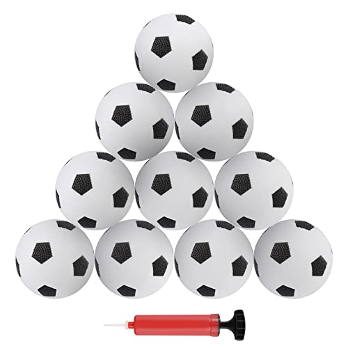 AIEX 10 Stück Mini Fußball, 10cm Aufblasbarer Fußball Klein mit Einem Inflator Gummi Fußball für Kinder Spielen Trainieren (Schwarz und Weiß) von AIEX