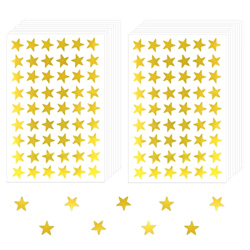 AIEX 1620pcs 1,5cm Star Reward Sticker, Aufkleber Sterne Aufkleber Klebesterne Abnehmbar Reward Decals Folie Mini Star Sticker für Schüler Lehrer Kinder (Gold) von AIEX