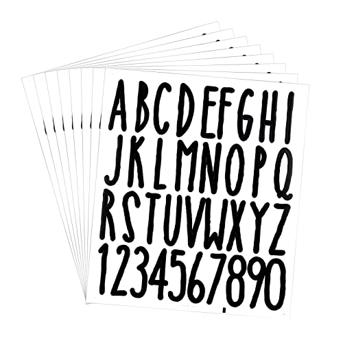 AIEX 8 Blatt 5 cm Zahlenaufkleber, Alphabet-Aufkleber, Zahlen, aus Vinyl, Alphabet, für Haus, Büro, Schule, Briefkasten, Adresse, Büro, Schwarz, feiner Stil von AIEX