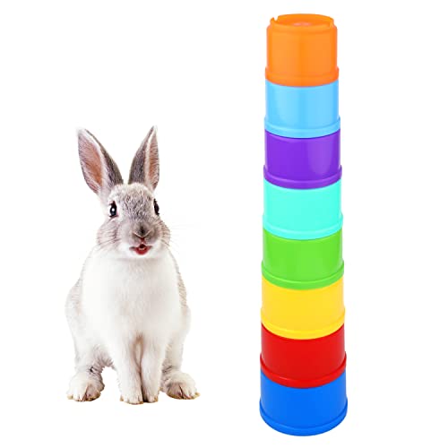 AIEX 8 Stck. Stack Up Cup Toy, Bunny Stacking Cups Bunny Toys for Rabbits Stapelbecher, Hasenspielzeuge für Hasen, Kunststoff Nistspielzeug (8 Farben) von AIEX