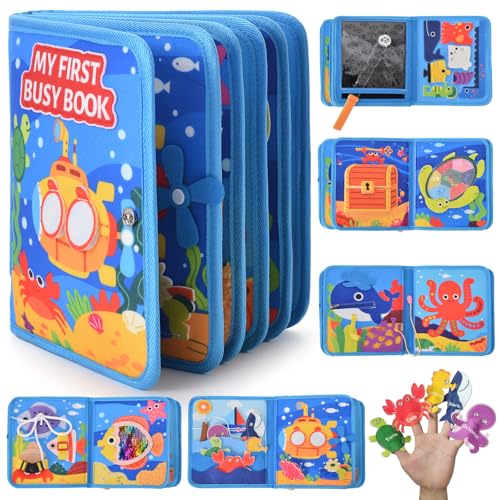 AIGOCITY Montessori Spielzeug ab 1 Jahr,Busy Book mit 3D Meeres-Thema,10-in-1 Busy Board Weichem Filz für Frühe Bildung,Kinder Activity Board Geschenk Spielzeug ab 1 2 3 4 5 Jahre Mädchen Junge AIGOCITY Montessori Spielzeug ab 1 Jahr,Busy Book mit 3D Meeres-Thema,10-in-1 Busy Board Weichem Filz für Frühe Bildung,Kinder Activity Board Geschenk Spielzeug ab 1 2 3 4 5 Jahre Mädchen Junge von AIGOCITY