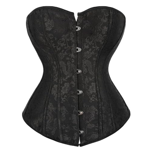AIGOUT Brokat-Korsett im Vintage-Stil, zum Schnüren, formendes Korsett für Damen, Gothic, Übergröße, Bustier-Top (Schwarz, XS) von AIGOUT