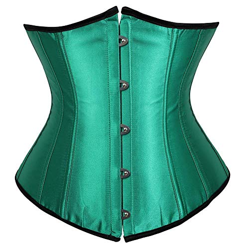 AIGOUT Damen-Korsett im Hof-Stil, Satin, zum Schnüren, Shapewear, Halloween-Kostüm, Fischgräten-Korsett für Party, Hochzeit (grün, 5XL) von AIGOUT