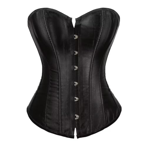 AIGOUT Damen-Korsett in Übergröße, Satin, Schnürung, Shapewear, Halloween-Kostüm, Fischgräten-Korsett für Party, Hochzeit (schwarz, 6XL) von AIGOUT