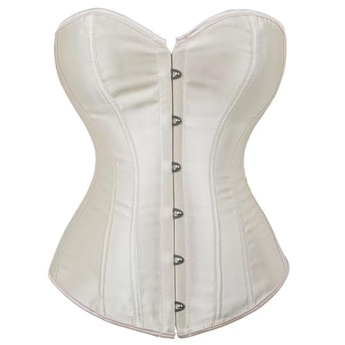 AIGOUT Damen-Korsett in Übergröße, Satin, Schnürung, Shapewear, Korsett – Halloween-Kostüm, Fischgrätenmuster für Party, Hochzeit (Beige, 5XL) von AIGOUT