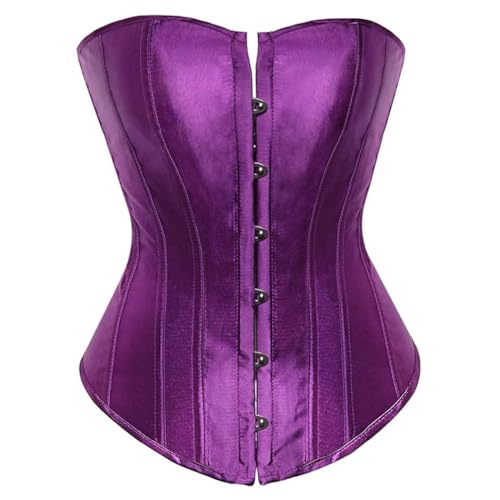 AIGOUT Damen-Korsett in Übergröße, Satin, zum Schnüren, Shapewear, Halloween-Kostüm, Fischgräten-Korsett für Party, Hochzeit (Lila, XXL) von AIGOUT