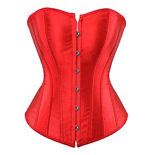 AIGOUT Damen-Korsett in Übergröße, Satin, zum Schnüren, Shapewear, Halloween-Kostüm, Fischgräten-Korsett für Party, Hochzeit (Rot, 4XL) von AIGOUT