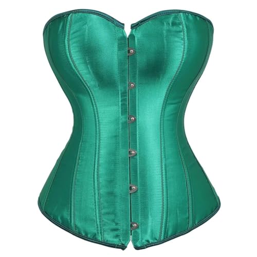AIGOUT Damen-Korsett in Übergröße, Satin, zum Schnüren, Shapewear, Korsett – Halloween-Kostüm, Fischgrätenmuster für Party, Hochzeit (grün, XS) von AIGOUT