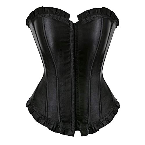 AIGOUT Damen-Korsett in Übergröße, Satin, zum Schnüren, Shapewear, Korsett – Halloween-Kostüm, Fischgrätenmuster für Party, Hochzeit (schwarz, 5XL) von AIGOUT