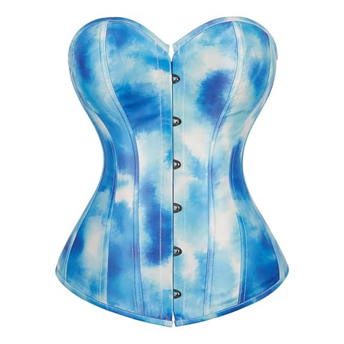 AIGOUT Damen Print Korsett Bustier Top - Bunt Bedrucktes Mieder mit Krawatten Fischgräten-Mieder für Shaping Party (Bunt-10, S) von AIGOUT