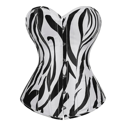 AIGOUT Damen Print Korsett Bustier Top Bunt Bedrucktes Mieder mit Krawatten Fischgräten-Mieder für Shaping Party (Bunt-12, XL) von AIGOUT