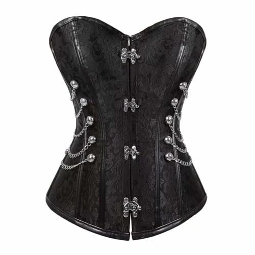 AIGOUT Steampunk-Korsett für Damen, Piratenleder, Vintage-Stil, Halloween, Übergröße, Schwarz , 5XL AIGOUT Steampunk-Korsett für Damen, Piratenleder, Vintage-Stil, Halloween, Übergröße, Schwarz , 5XL von AIGOUT