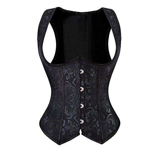 AIGOUT Steampunk Unterbrustkorsett für Damen, Piratenmieder mit Schnürung, Gothic-Träger-Bustier-Top (Schwarz, XXS) von AIGOUT