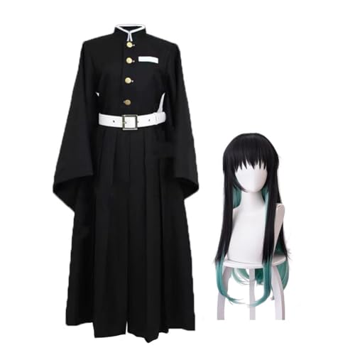 AIGOUT Tokitou Muichirou Cosplay-Kostüm, komplettes Set, Tokitou Muichirou Kimono-Outfit, Anime-Charakter, Uniform, Anzüge für Halloween, Cosplay-Party (Kimono mit Perücke, 150 cm) von AIGOUT