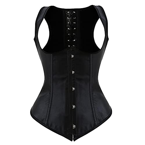 AIGOUT Unterbrustkorsett für Damen, Cupless Übergröße, Satin, Bustier-Stil, Schnürung, Shapewear (Schwarz, 3XL) von AIGOUT