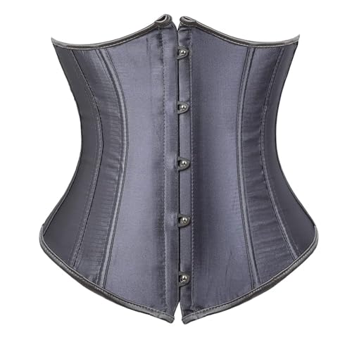 AIGOUT Unterbrustkorsett für Damen, Satin, Hof-Stil, Schnürung, Shapewear, trägerloses Hochzeitskorsett mit Taillenmieder und Bauchkontrolle, Taillen-Trainingskorsett mit Knochen für Übergrößen (Grau AIGOUT Unterbrustkorsett für Damen, Satin, Hof-Stil, Schnürung, Shapewear, trägerloses Hochzeitskorsett mit Taillenmieder und Bauchkontrolle, Taillen-Trainingskorsett mit Knochen für Übergrößen (Grau von AIGOUT