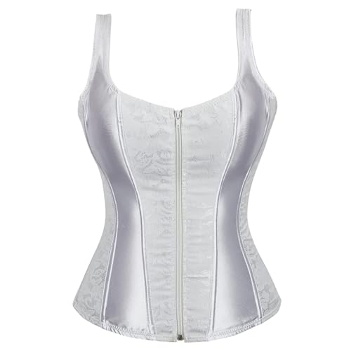 AIGOUT Vintage Bustier mit Fischgräten-Trägern – Retro Shapewear Korsett für Frauen Brokat Blumenmieder Renaissance Schnürung Shapewear Mieder (Weiß, XS) von AIGOUT