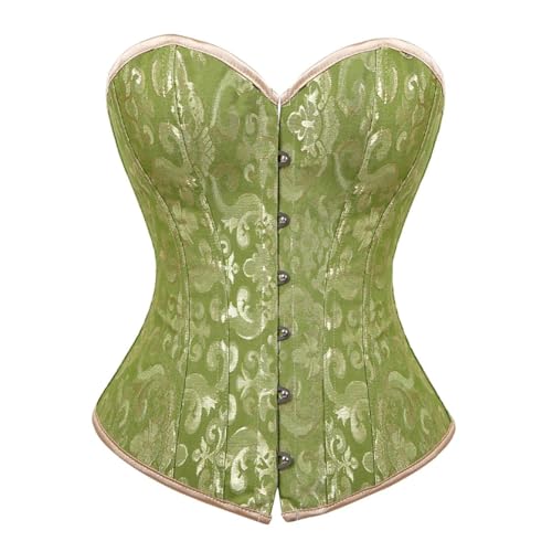 Damen Renaissance Fischgräten-Korsett Top - Vintage Court-Stil Satin Korsett Braut Schnürung Shaping für Ausgehen Steampunk Gothic Renaissance Bustier (Grün, 4XL) von AIGOUT