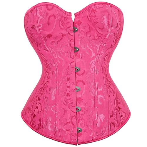 Damen Renaissance Fischgräten-Korsett Top - Vintage Court-Stil Satin Korsett Braut Schnürung Shaping für Ausgehen Steampunk Gothic Renaissance Bustier (Rose, 5XL) von AIGOUT
