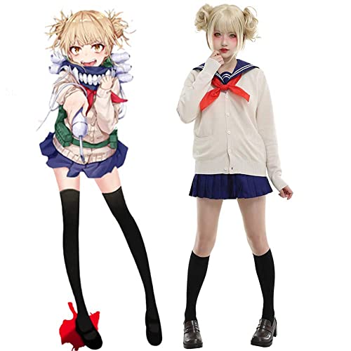 Japanisches Anime-Kostüm, My Hero Academia, süßes Himiko-Toga-Perücke, Highschool-Uniform, Mädchen, Studenten, Kleid, JK, Matrosen-Kostüm, Langarm, kurzärmelig, Kostüm für Halloween (lange Ärmel (ohne Japanisches Anime-Kostüm, My Hero Academia, süßes Himiko-Toga-Perücke, Highschool-Uniform, Mädchen, Studenten, Kleid, JK, Matrosen-Kostüm, Langarm, kurzärmelig, Kostüm für Halloween (lange Ärmel (ohne von AIGOUT