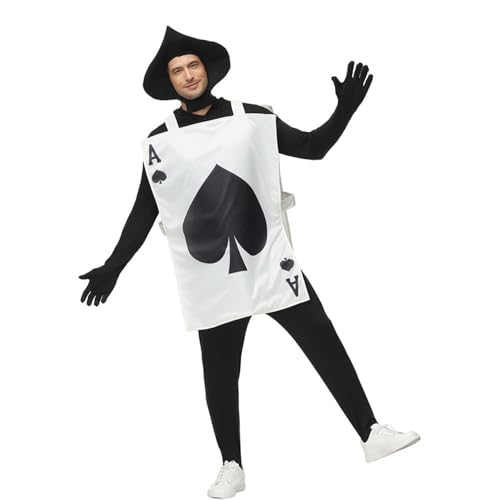 Queen & Poker Guard Rollenspiel-Outfit, Pik und Herz-As, Spielkarten, Cosplay-Kostüm, Familienspiel, Party, lustiges Halloween-Kostüm, Geschenke (Ace of Spades (Erwachsene) von AIGOUT