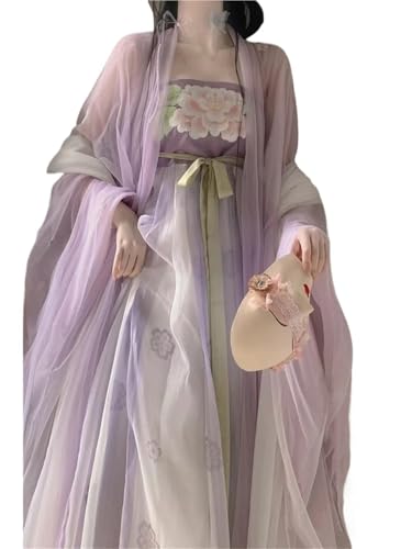 AIHERQG China Altes traditionelles Hanfu-Set, weibliches Cosplay-Kostüm, Sommer, große Ärmel, Fee, lockerer Anzug, chinesisches Kleid(Full set purplr,L) von AIHERQG